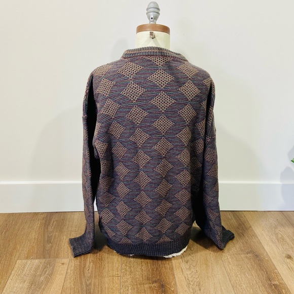 CYBER SALE🕊️true vintage giorgio checkered argyle oversized grandpa sweater - Picture 5 of 6